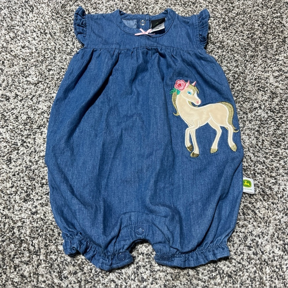 John Deere Infant Girls Romper - Horse Design - 3/6 Months